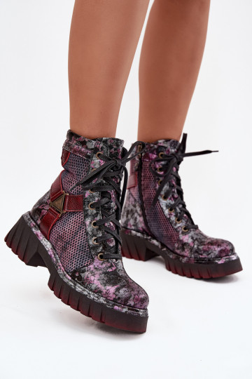 Leather Work Boots Women's Maciejka 07072-23 Bordeaux