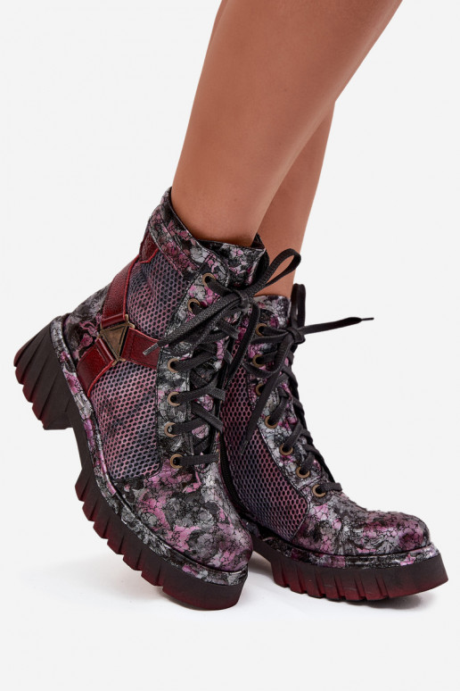 Leather Work Boots Women's Maciejka 07072-23 Bordeaux