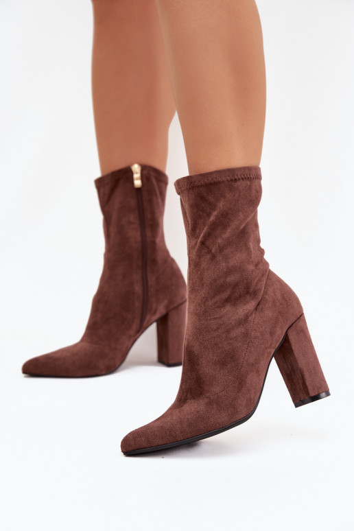 Women's Block Heel Ankle Boots with Stitching Brown Rosivelle