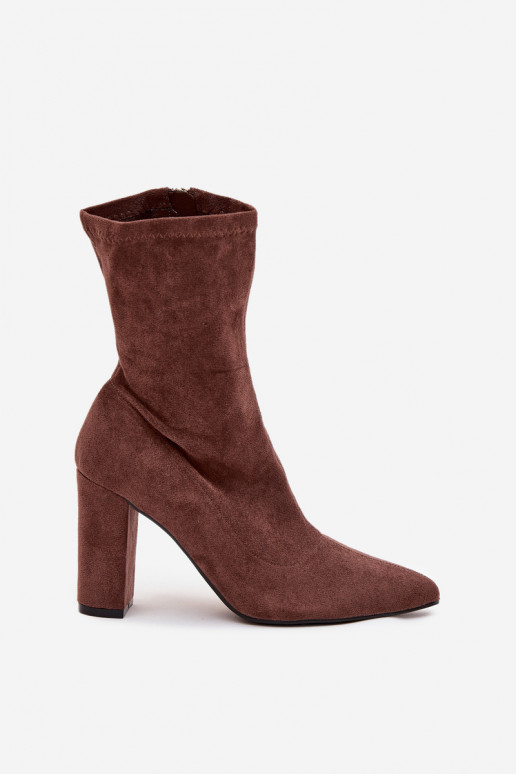 Women's Block Heel Ankle Boots with Stitching Brown Rosivelle