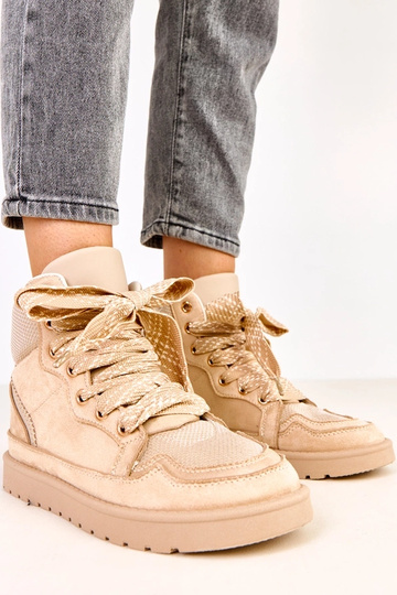Beżowe sneakersy wysokie z grubymi sznurówkami Klevis 2