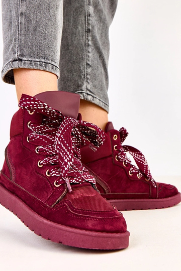 Bordowe sneakersy wysokie z grubymi sznurówkami Klevis 2