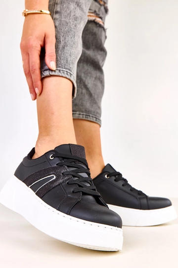 Czarne sneakersy na platformie z brokatowym akcentem Jeromi 2