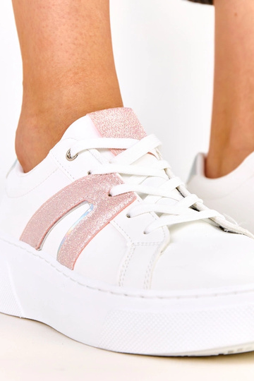 Białe sneakersy na platformie z brokatowym akcentem Jeromi