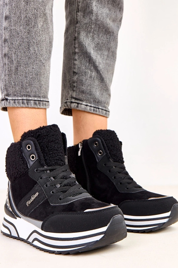 Czarne sneakersy wysokie ocieplane z kożuszkiem Mirasen 2