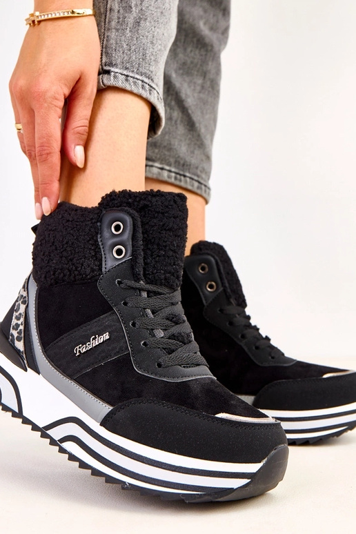 Czarne sneakersy wysokie ocieplane z...