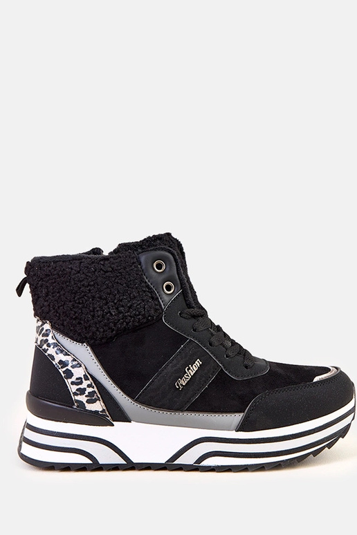 Czarne sneakersy wysokie ocieplane z...