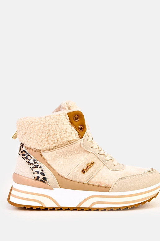 Beżowe sneakersy wysokie ocieplane z...