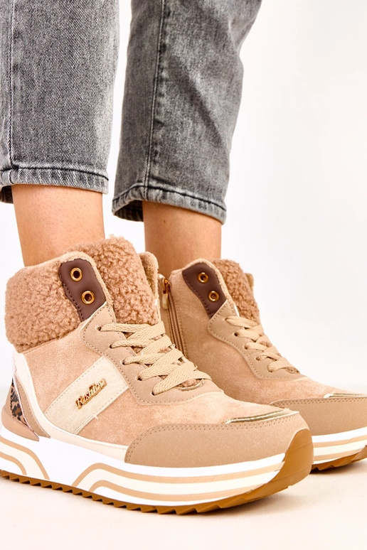 Ciemnobeżowe sneakersy wysokie...