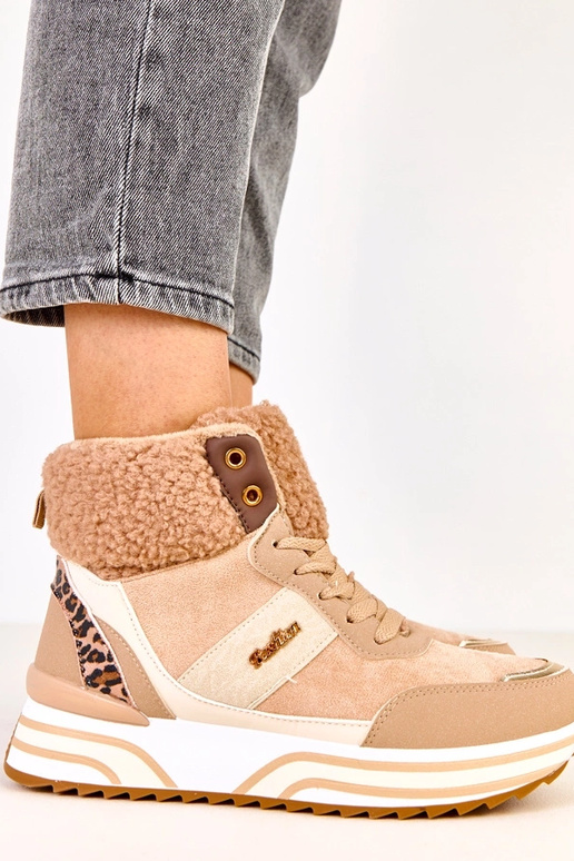 Ciemnobeżowe sneakersy wysokie...