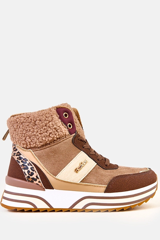 Brązowe sneakersy wysokie ocieplane z...