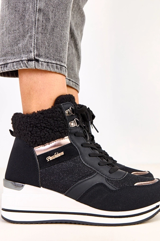 Czarne sneakersy wysokie ocieplane na...