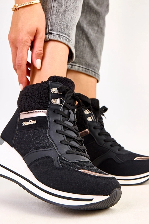 Czarne sneakersy wysokie ocieplane na...