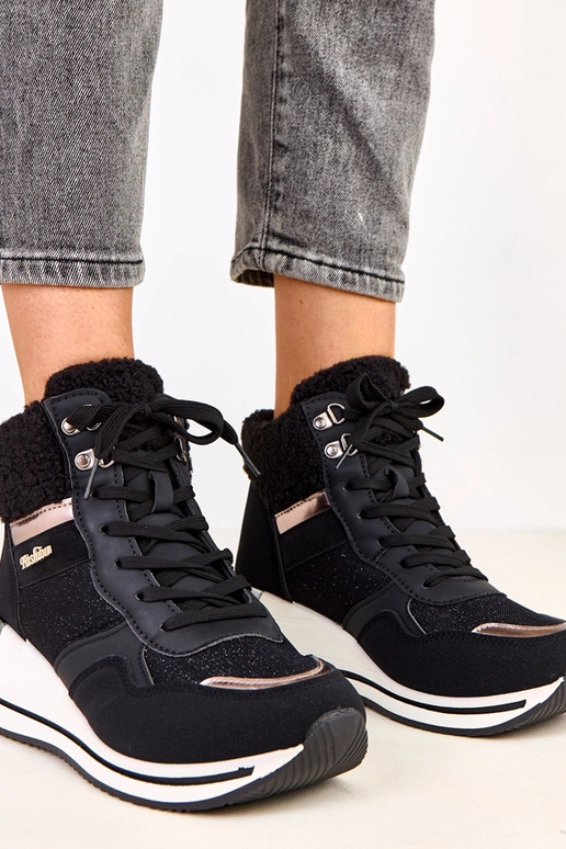 Czarne sneakersy wysokie ocieplane na...