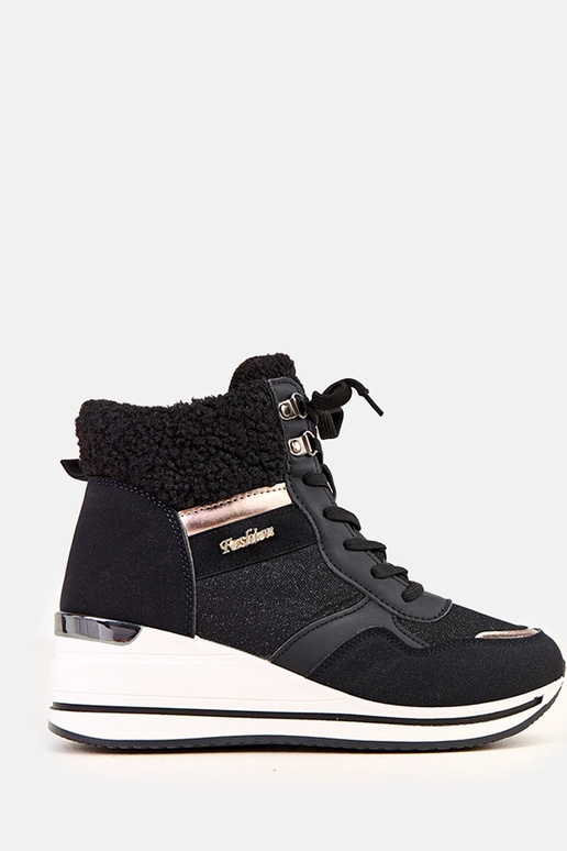 Czarne sneakersy wysokie ocieplane na...