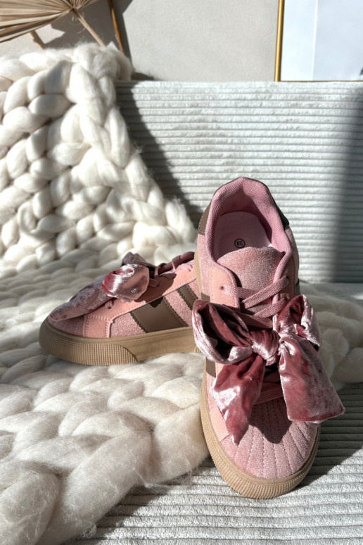 Sneakersy DamskiewithWelurową Kokardą Różowe Ashlyn Sneakersy DamskiewithWelurową Kokardą Różowe Ashlyn