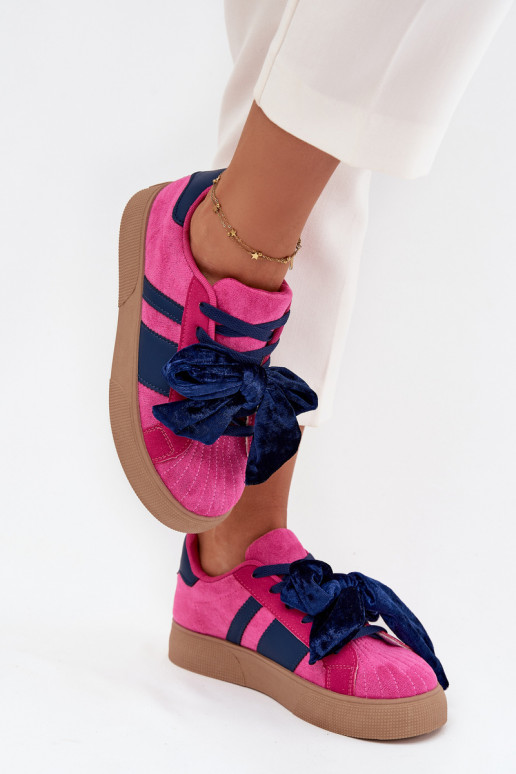 Women's Sneakers With Velvet Bow Fuchsia Ashlyn Women's Sneakers With Velvet Bow Fuchsia Ashlyn