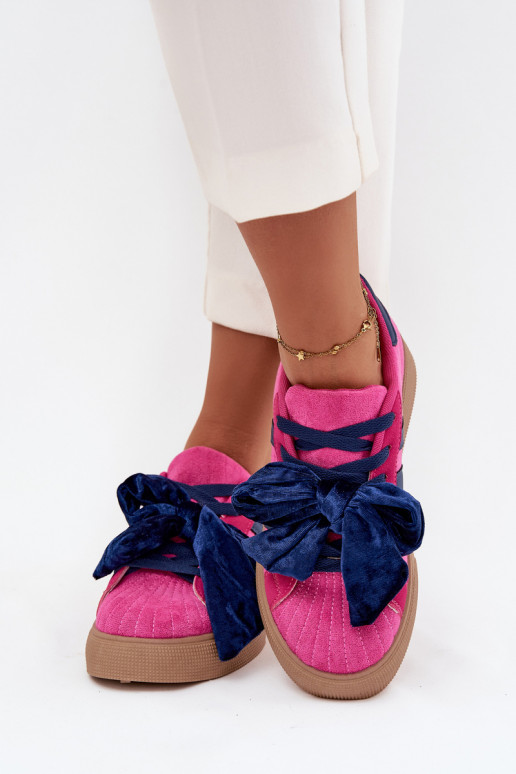 Women's Sneakers With Velvet Bow Fuchsia Ashlyn Women's Sneakers With Velvet Bow Fuchsia Ashlyn