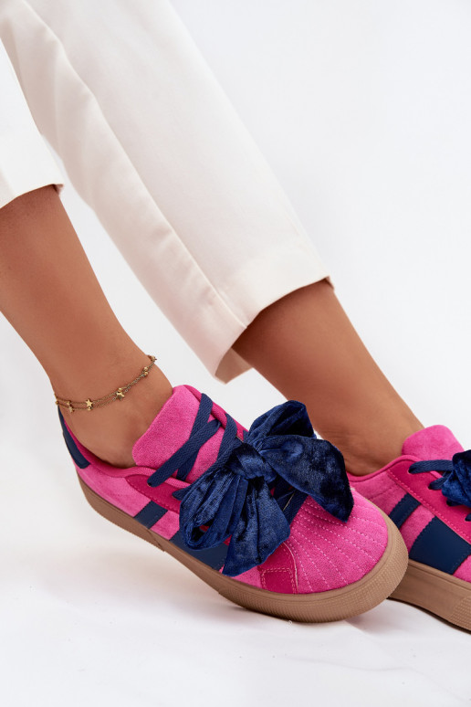 Women's Sneakers With Velvet Bow Fuchsia Ashlyn Women's Sneakers With Velvet Bow Fuchsia Ashlyn