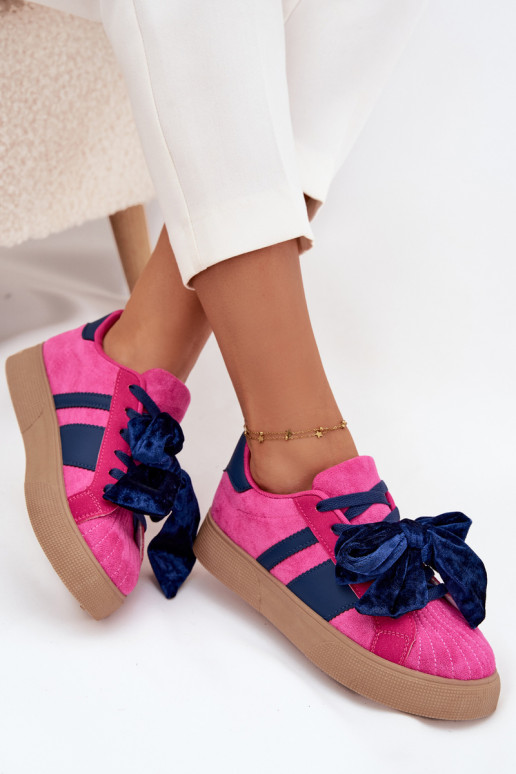 Sneakersy DamskiewithWelurową Kokardą Fuksja Ashlyn Sneakersy DamskiewithWelurową Kokardą Fuksja Ashlyn