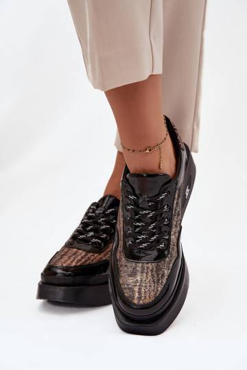 Leather Lace-up Women's Shoes on Platform Artiker 57C2044 Black 2