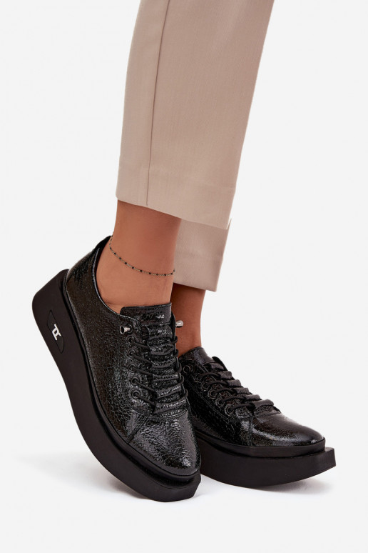 Leather Patent Ladies Platform Shoes Artiker 57C2041 Black