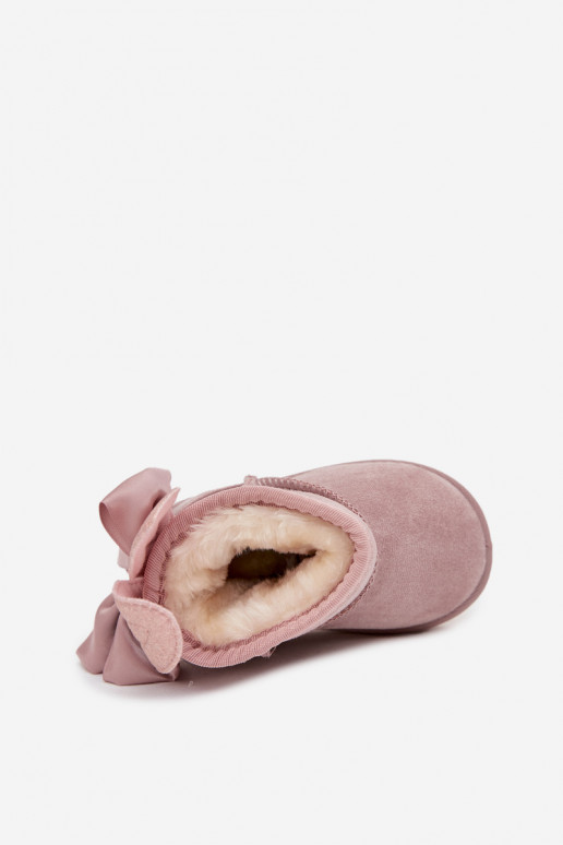 Girls Insulated Snow Boots With Bows Dirty Pink Meriva Girls Insulated Snow Boots With Bows Dirty Pink Meriva