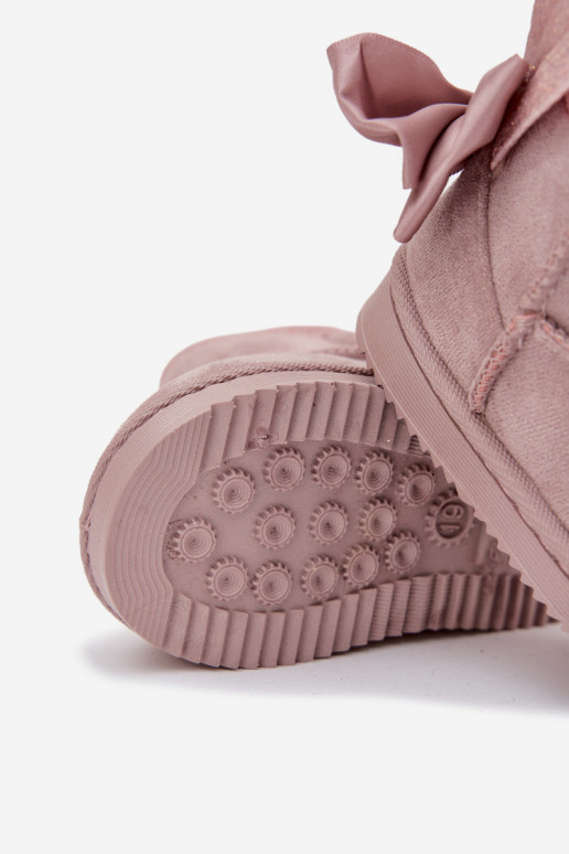 Girls Insulated Snow Boots With Bows Dirty Pink Meriva Girls Insulated Snow Boots With Bows Dirty Pink Meriva