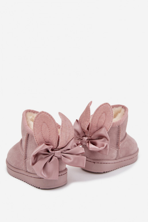 Girls Insulated Snow Boots With Bows Dirty Pink Meriva Girls Insulated Snow Boots With Bows Dirty Pink Meriva