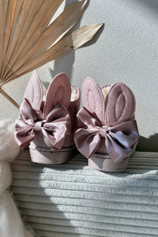 Girls Insulated Snow Boots With Bows Dirty Pink Meriva Girls Insulated Snow Boots With Bows Dirty Pink Meriva