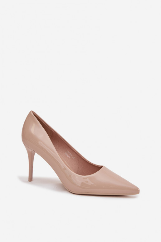 Patent Eco Leather Women's High Heels With Pointed Toes Beige Jadira Patent Eco Leather Women's High Heels With Pointed Toes Beige Jadira