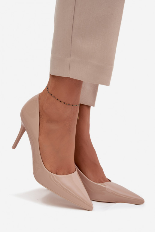 Patent Eco Leather Women's High Heels With Pointed Toes Beige Jadira Patent Eco Leather Women's High Heels With Pointed Toes Beige Jadira