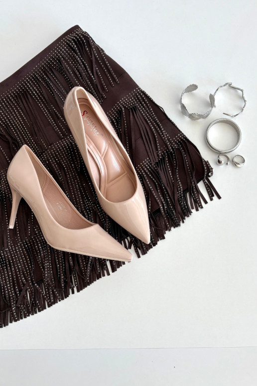 Patent Eco Leather Women's High Heels With Pointed Toes Beige Jadira Patent Eco Leather Women's High Heels With Pointed Toes Beige Jadira