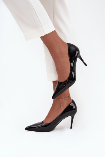 Patent Eco Leather Women's High Heels With Pointed Toes Black Jadira