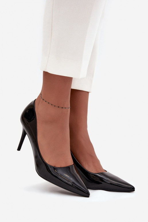 Patent Eco Leather Women's High Heels With Pointed Toes Black Jadira