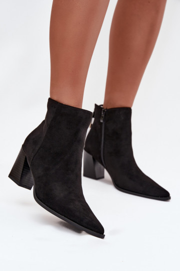 Women's heeled ankle boots with laces black Halisse 2