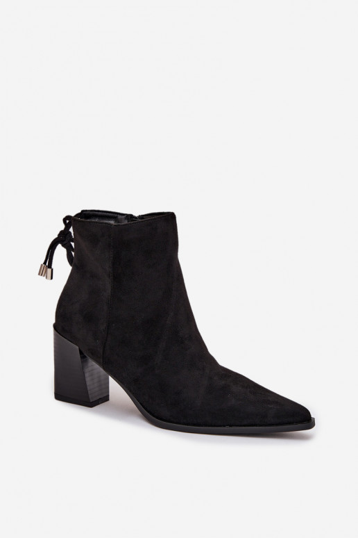 Women's heeled ankle boots with laces black Halisse
