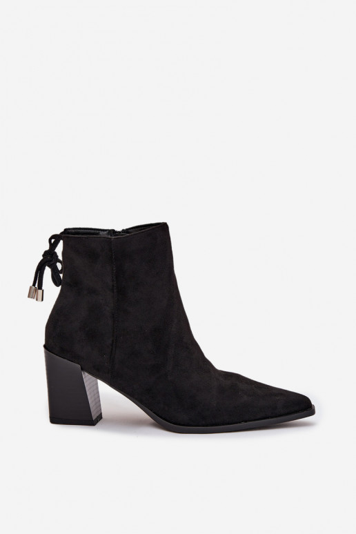 Women's heeled ankle boots with laces black Halisse