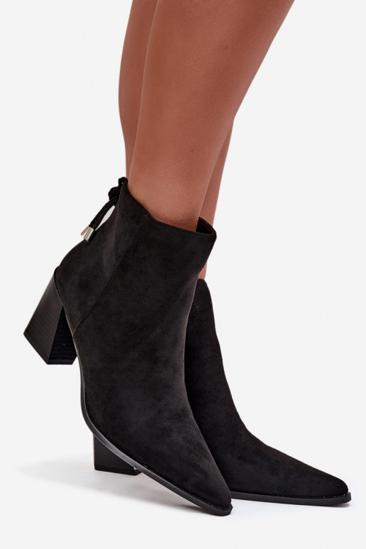 Women's heeled ankle boots with laces black Halisse