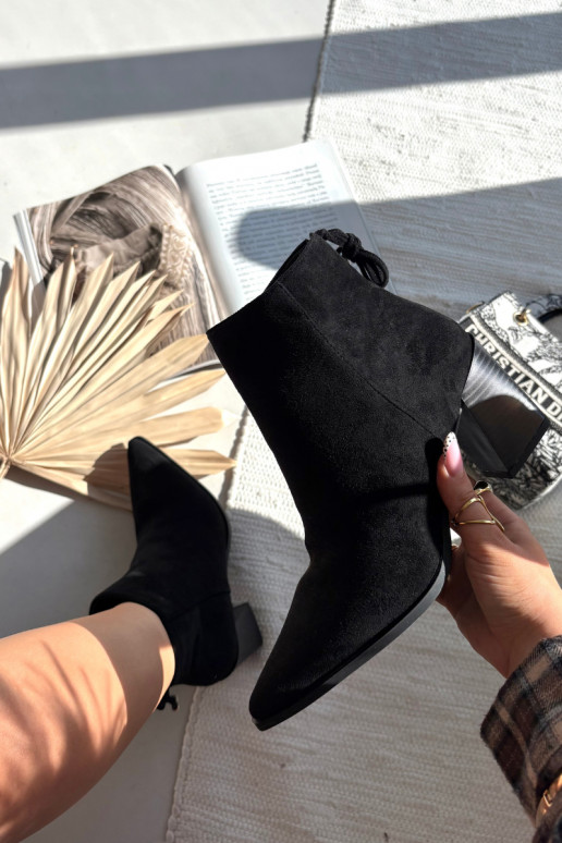 Women's heeled ankle boots with laces black Halisse