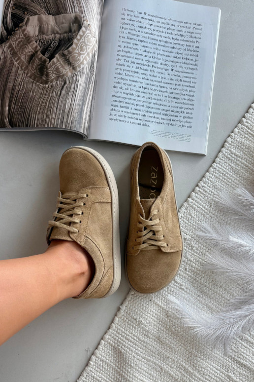 Barefoot Type Sneakers Made of Natural Suede Zazoo 314 Beige