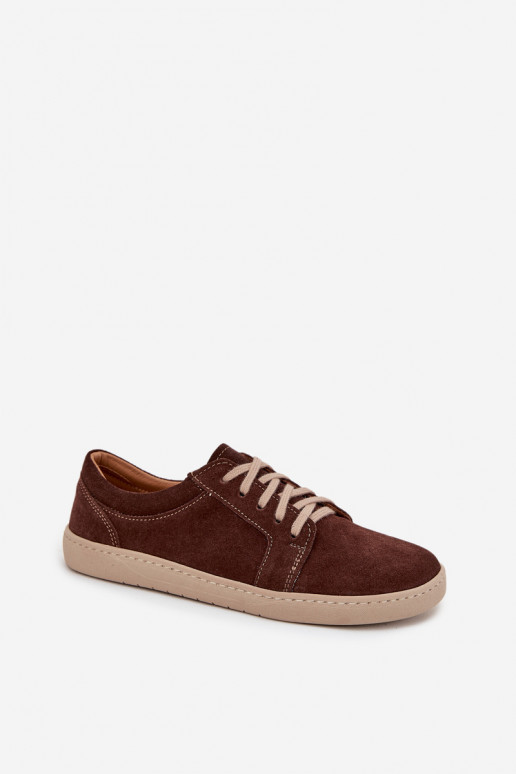 Barefoot Type Sneakers Made of Natural Suede Zazoo 314 Chocolate