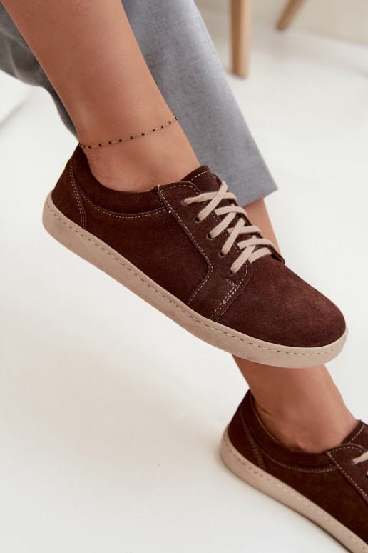 Barefoot Type Sneakers Made of Natural Suede Zazoo 314 Chocolate