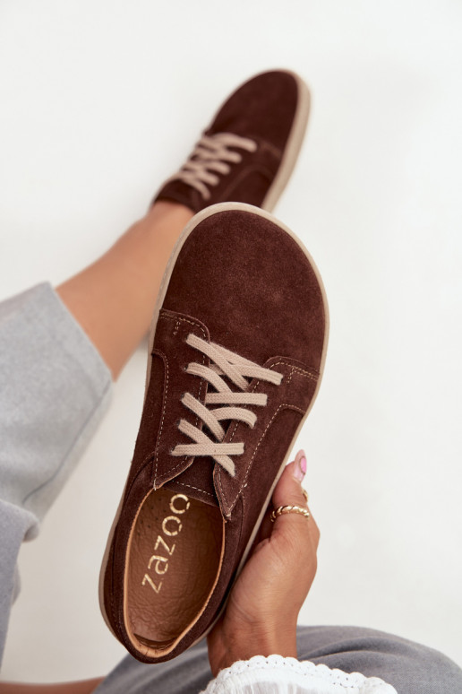 Trampki Typu BarefootwithNaturalnego Zamszu Zazoo 314 Czekoladowe