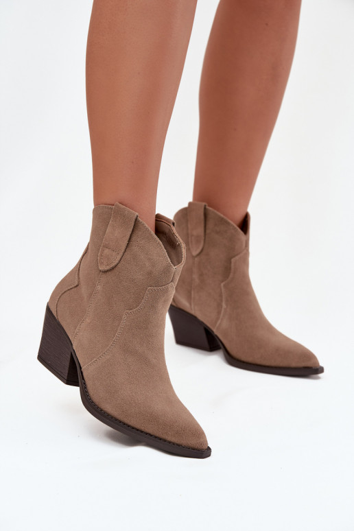Slip-on Women's Cowboy Boots Made of Natural Suede Beige Beretta Slip-on Women's Cowboy Boots Made of Natural Suede Beige Beretta
