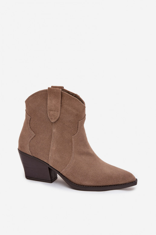 Slip-on Women's Cowboy Boots Made of Natural Suede Beige Beretta Slip-on Women's Cowboy Boots Made of Natural Suede Beige Beretta