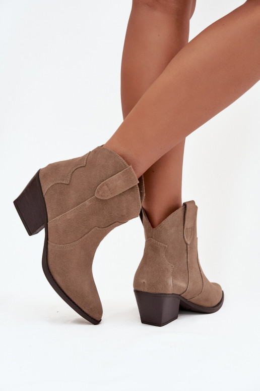 Slip-on Women's Cowboy Boots Made of Natural Suede Beige Beretta Slip-on Women's Cowboy Boots Made of Natural Suede Beige Beretta