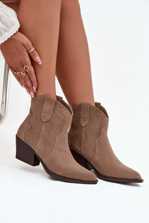 Slip-on Women's Cowboy Boots Made of Natural Suede Beige Beretta Slip-on Women's Cowboy Boots Made of Natural Suede Beige Beretta