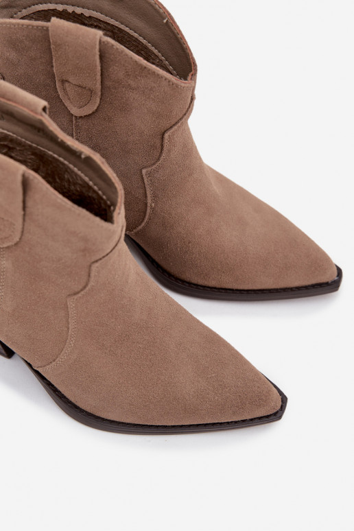 Slip-on Women's Cowboy Boots Made of Natural Suede Beige Beretta Slip-on Women's Cowboy Boots Made of Natural Suede Beige Beretta