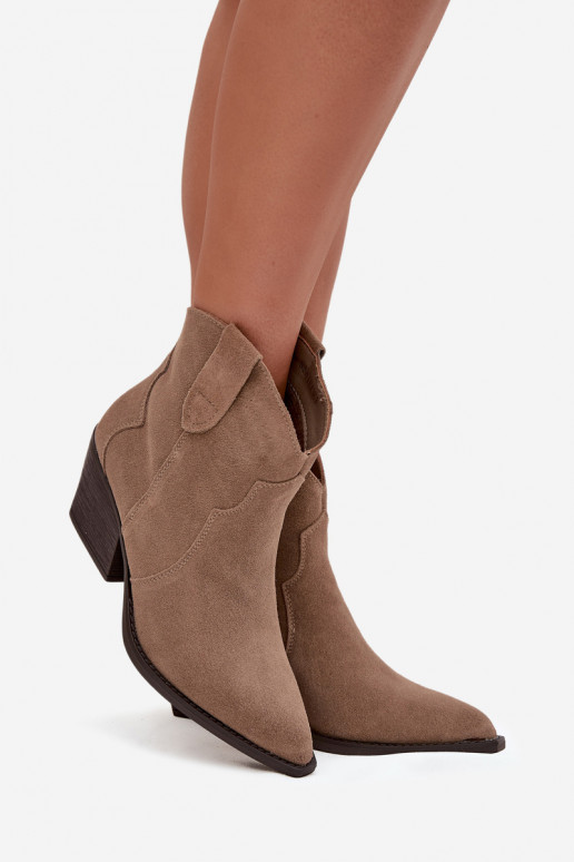 Slip-on Women's Cowboy Boots Made of Natural Suede Beige Beretta Slip-on Women's Cowboy Boots Made of Natural Suede Beige Beretta